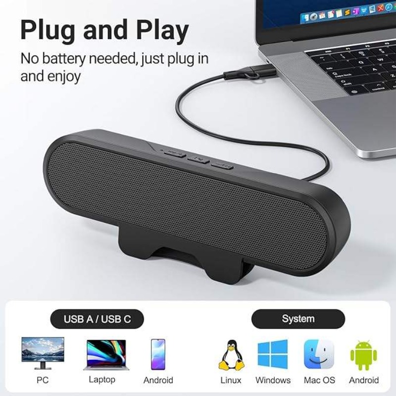 Audio Music Online Free - Taşınabilir Klipsli USB Soundbar 10W Yüksek