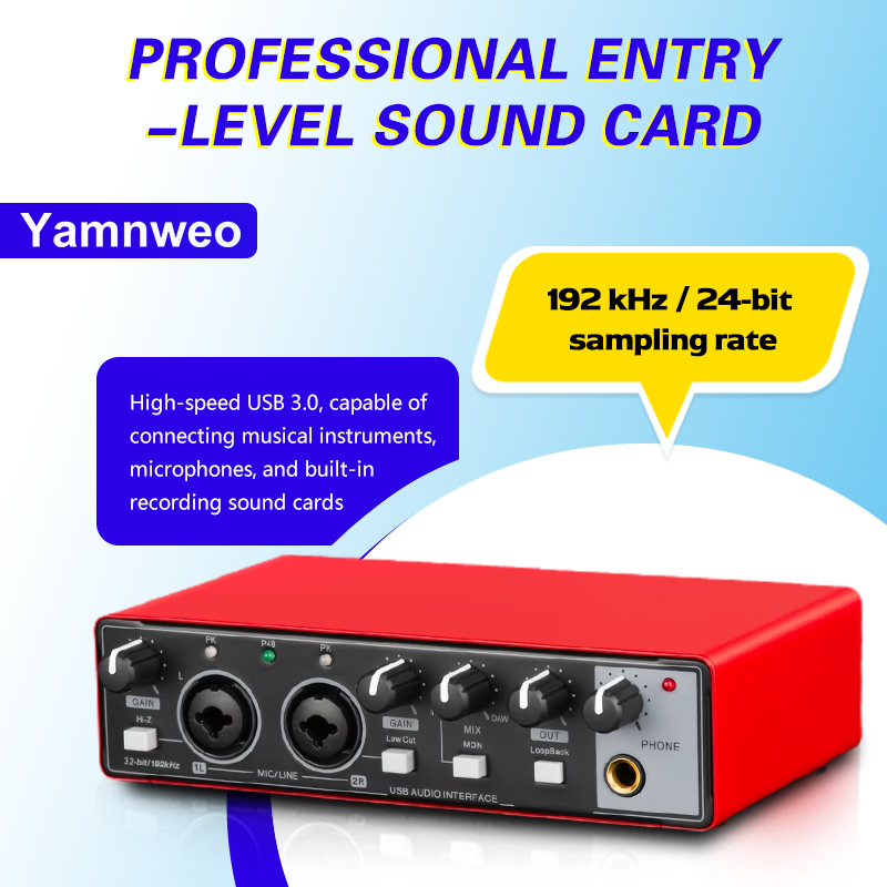 Audio Music Interface - YAMNWEO MD21 Kırmızı USB Ses Kartı,