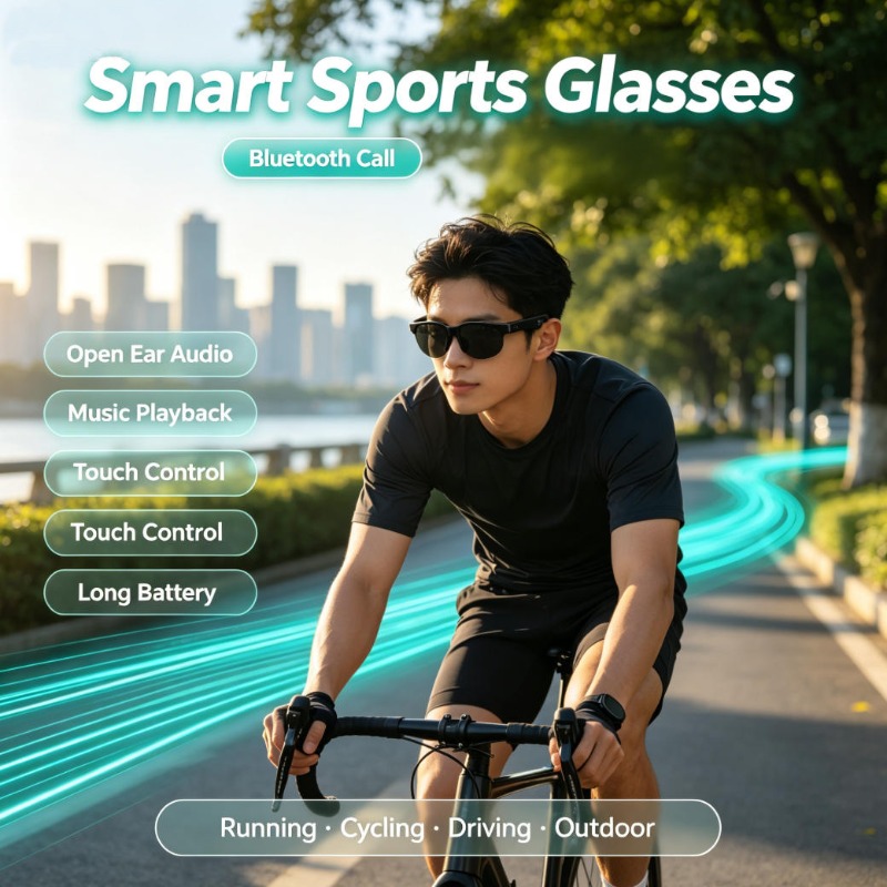 Audio Music For - Akıllı Spor Gözlükleri Açık Kulaklık Bluetooth